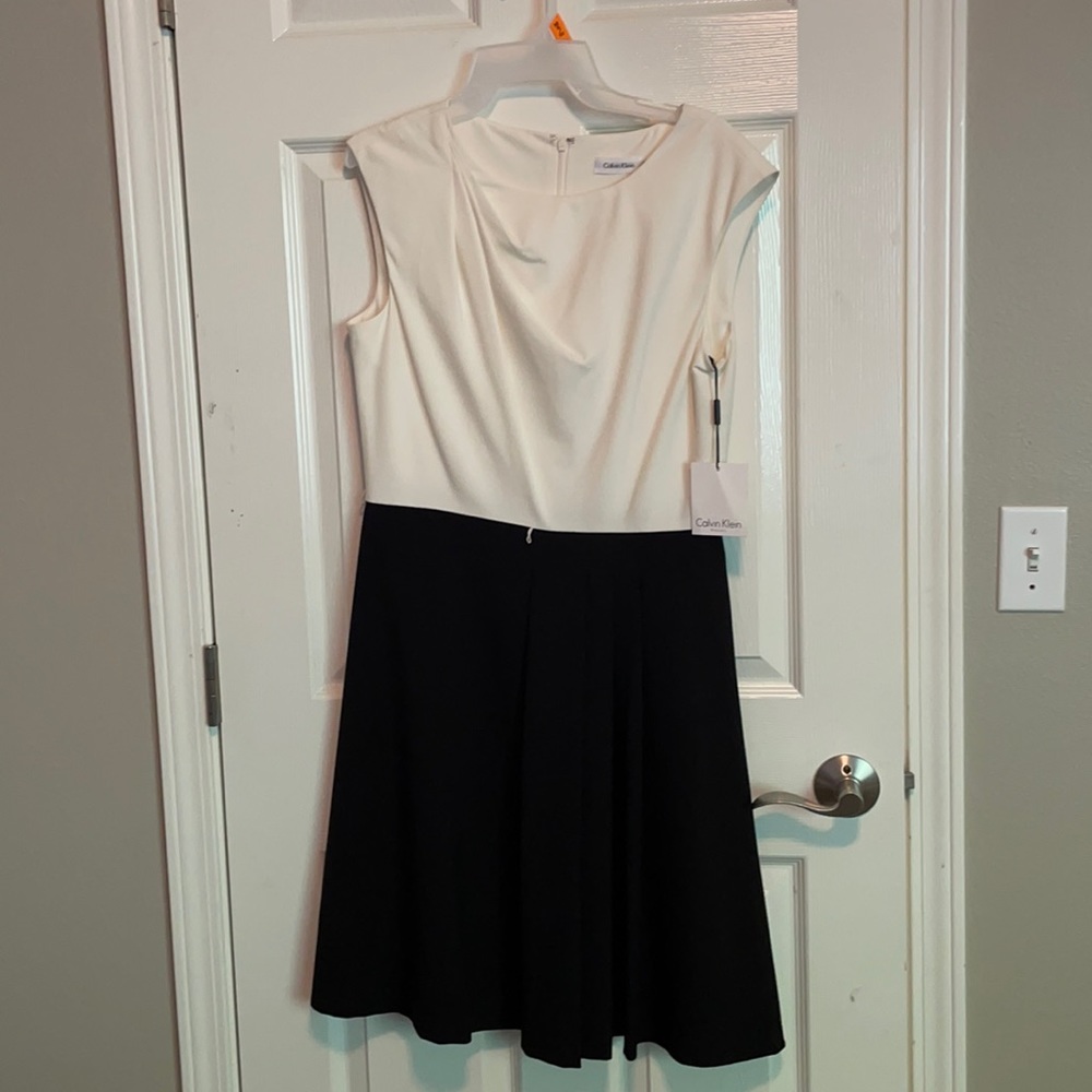 NWT black and ivory Calvin Klein dress.
